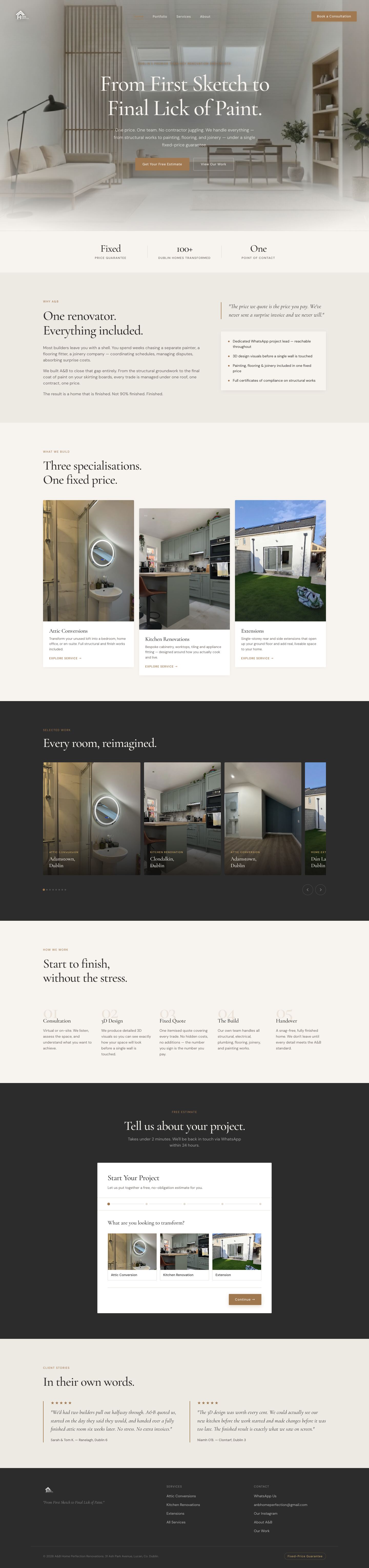 AB Home Perfection website, full page